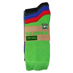 Bassin And Brown 5 Pack Plain Bamboo Socks - Green/Red/Navy/Black/Blue