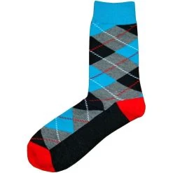 Bassin And Brown Argyle Socks - Blue/Grey/Black