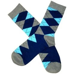 Bassin And Brown Argyle Socks - Grey/Navy/Light Blue -Bown Of London shop bassin and brown argyle socks greynavylight blue 31008908