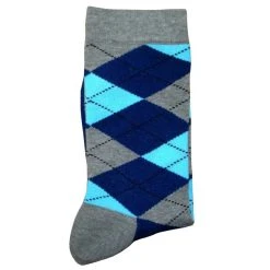 Bassin And Brown Argyle Socks - Grey/Navy/Light Blue -Bown Of London shop bassin and brown argyle socks greynavylight blue 31008909