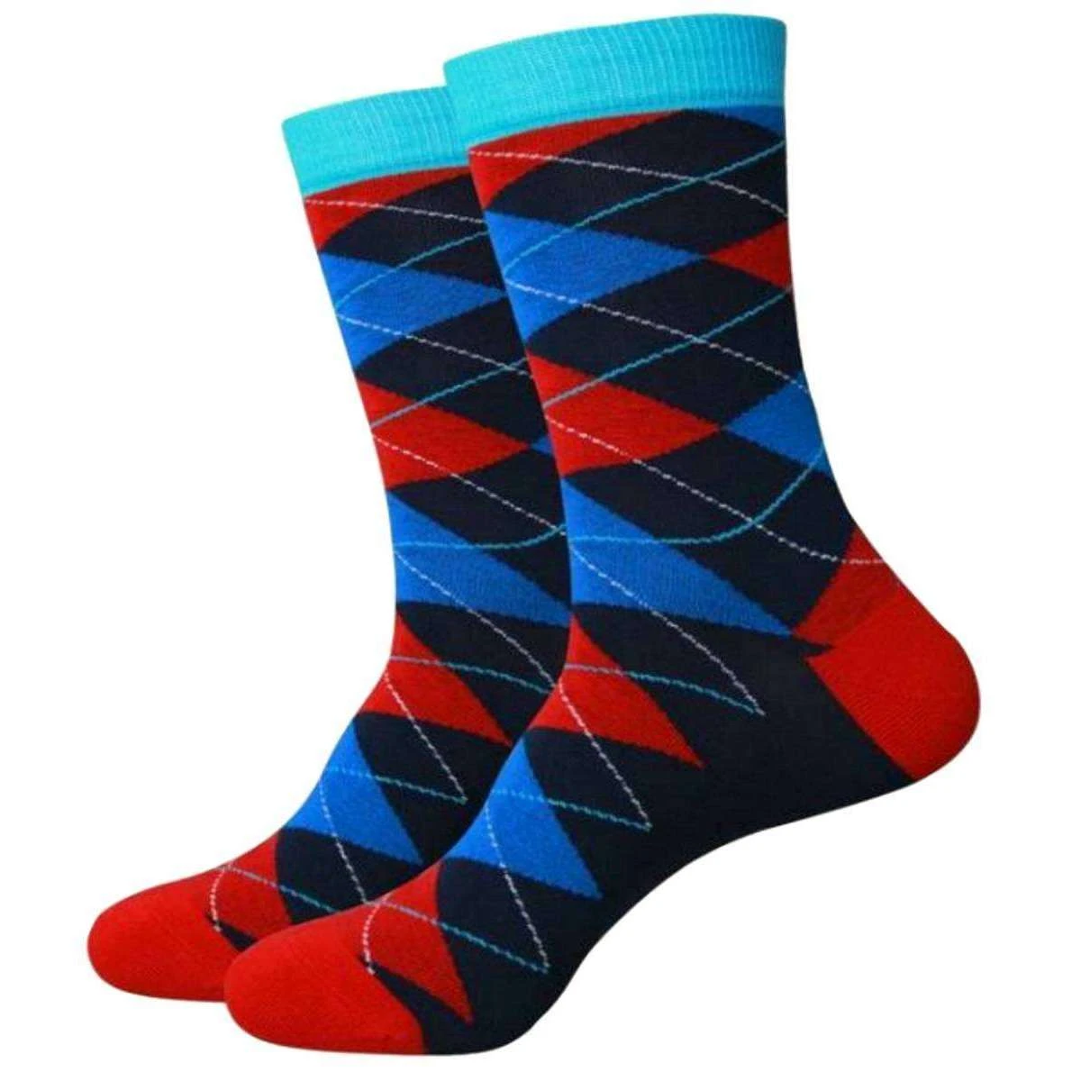 Bassin And Brown Argyle Socks - Red/Black/Blue 4 Bassin And Brown Argyle Socks - Red/Black/Blue - Image 2