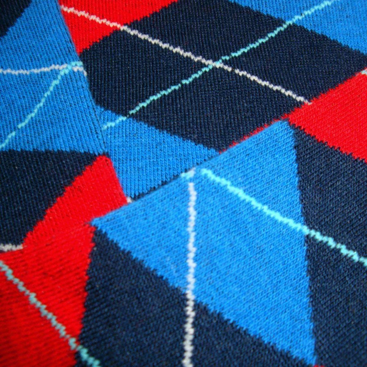 Bassin And Brown Argyle Socks - Red/Black/Blue 7 Bassin And Brown Argyle Socks - Red/Black/Blue - Image 5