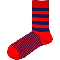 Bassin And Brown Graded Multi Striped Socks - Red/Blue