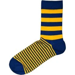 Bassin And Brown Graded Multi Striped Socks - Yellow/Navy