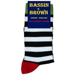 Bassin And Brown Hooded Striped Contrasting Heel And Toe Socks - Black/White -Bown Of London shop bassin and brown hooded striped contrasting heel and toe socks blackwhite 31009657