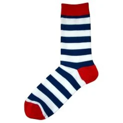 Bassin And Brown Hooded Striped Contrasting Heel And Toe Socks - Navy/White