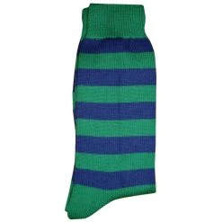 Bassin And Brown Hooped Stripe Socks - Green/Royal Blue -Bown Of London shop bassin and brown hooped stripe socks greenroyal blue 31905689