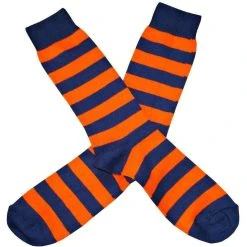 Bassin And Brown Hooped Stripe Socks - Orange/Navy -Bown Of London shop bassin and brown hooped stripe socks orangenavy 31009675