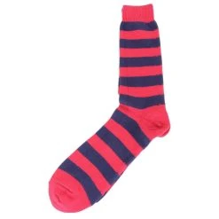 Bassin And Brown Hooped Stripe Socks - Red/Royal Blue