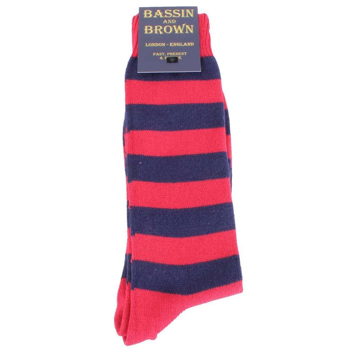 Bassin And Brown Hooped Stripe Socks - Red/Royal Blue 6 Bassin And Brown Hooped Stripe Socks - Red/Royal Blue - Image 4
