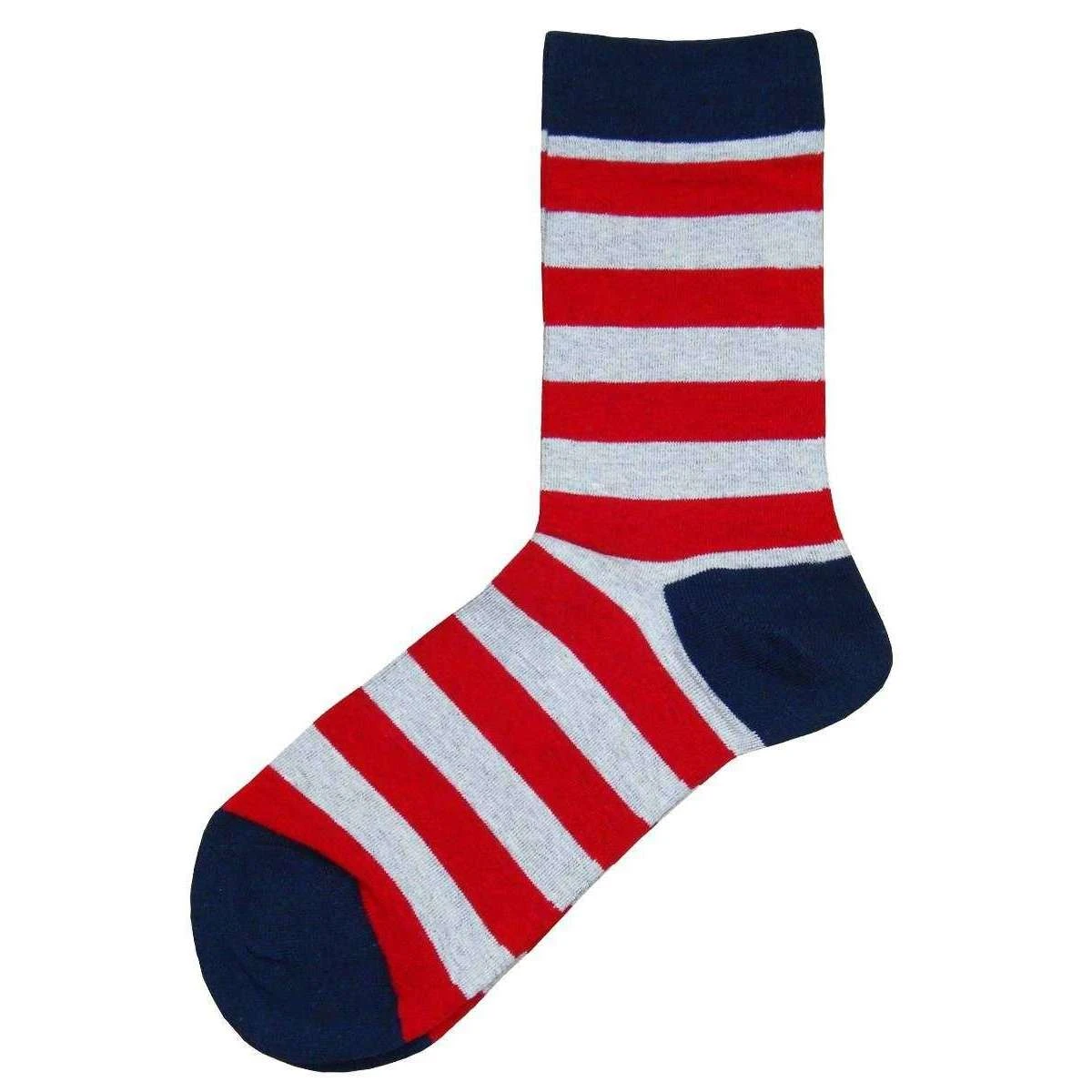 Bassin And Brown Hooped Stripe Socks - Red/White/Navy 3 Bassin And Brown Hooped Stripe Socks - Red/White/Navy