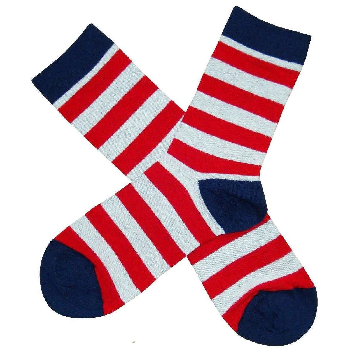 Bassin And Brown Hooped Stripe Socks - Red/White/Navy 4 Bassin And Brown Hooped Stripe Socks - Red/White/Navy - Image 2