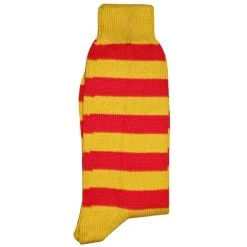 Bassin And Brown Hooped Stripe Socks - Yellow/Red -Bown Of London shop bassin and brown hooped stripe socks yellowred 31905701