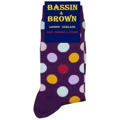 Bassin And Brown Multi Spot Socks - Purple/Multi-colour -Bown Of London shop bassin and brown multi spot socks purplemulti colour 31010098