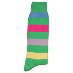 Bassin And Brown Multi Stripe Socks - Green -Bown Of London shop bassin and brown multi stripe socks green 31010125