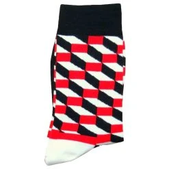 Bassin And Brown Opitical Check Socks - Black/Red/White -Bown Of London shop bassin and brown opitical check socks blackredwhite 31905742