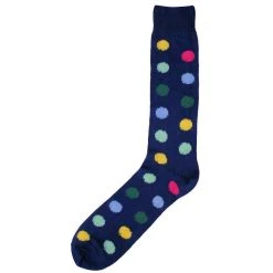 Bassin And Brown Spotted Midcalf Socks - Navy/Multi-colour