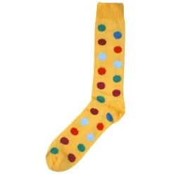 Bassin And Brown Spotted Midcalf Socks - Yellow/Multi-colour