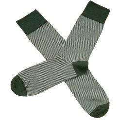 Bassin And Brown Thin Stripe Socks - Green/Beige -Bown Of London shop bassin and brown thin stripe socks greenbeige 31011077