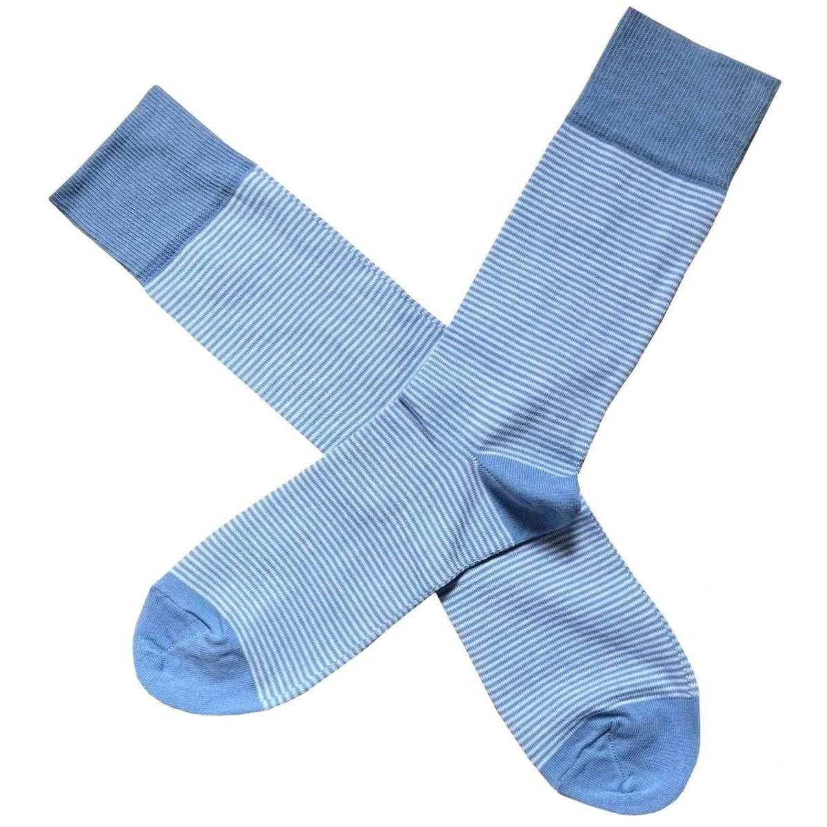 Bassin And Brown Thin Stripe Socks - Light Blue/White 4 Bassin And Brown Thin Stripe Socks - Light Blue/White - Image 2