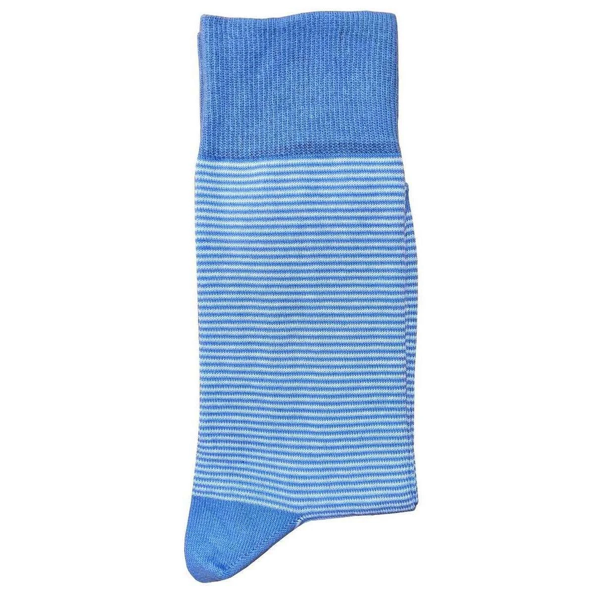 Bassin And Brown Thin Stripe Socks - Light Blue/White 6 Bassin And Brown Thin Stripe Socks - Light Blue/White - Image 4
