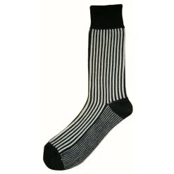 Bassin And Brown Vertical Stripe Midcalf Socks - Black/White