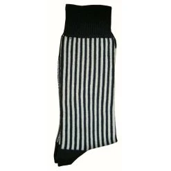 Bassin And Brown Vertical Stripe Midcalf Socks - Black/White -Bown Of London shop bassin and brown vertical stripe midcalf socks blackwhite 31011179