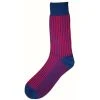 Bassin And Brown Vertical Stripe Midcalf Socks - Mid Blue/Deep Pink 2 Bassin And Brown Vertical Stripe Midcalf Socks - Mid Blue/Deep Pink -Bown Of London shop bassin and brown vertical stripe midcalf socks mid bluedeep pink 31011200
