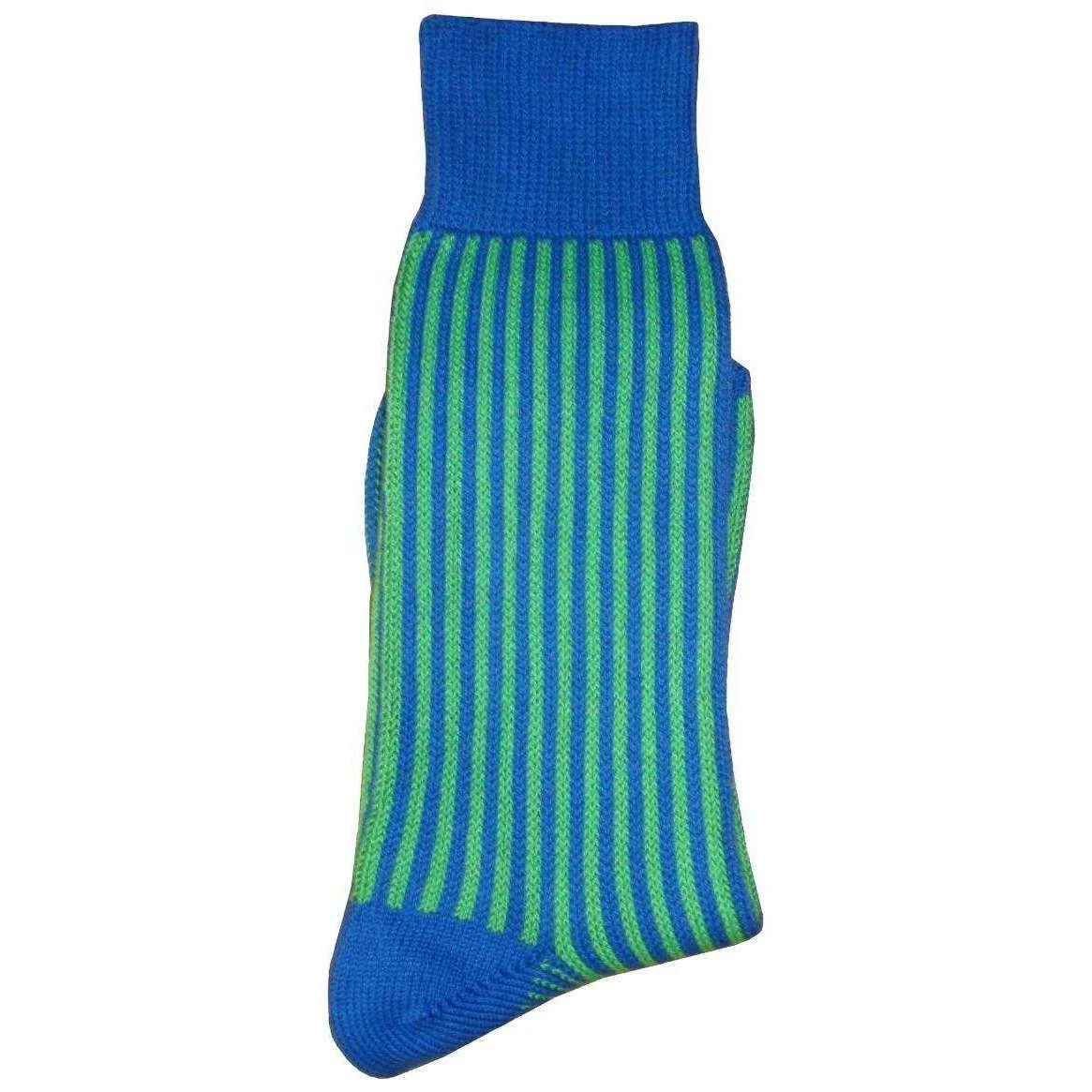 Bassin And Brown Vertical Stripe Socks - Blue/Green 5 Bassin And Brown Vertical Stripe Socks - Blue/Green - Image 3