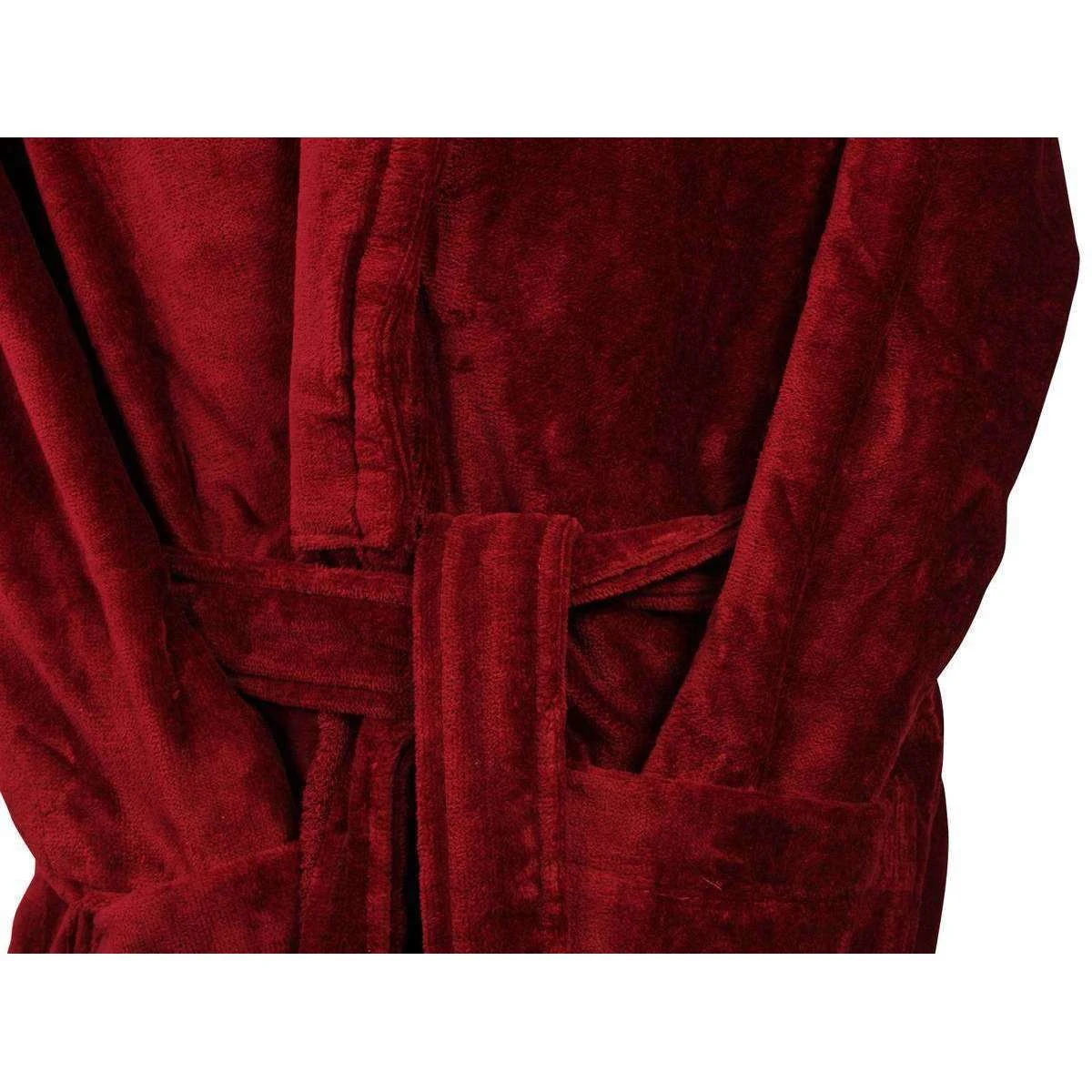 Bown Of London Baron Cotton Velour Dressing Gown - Claret 5 Bown Of London Baron Cotton Velour Dressing Gown - Claret - Image 3