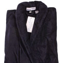 Bown Of London Baron Cotton Velour Dressing Gown - Navy -Bown Of London shop bown of london baron cotton velour dressing gown navy 31012452