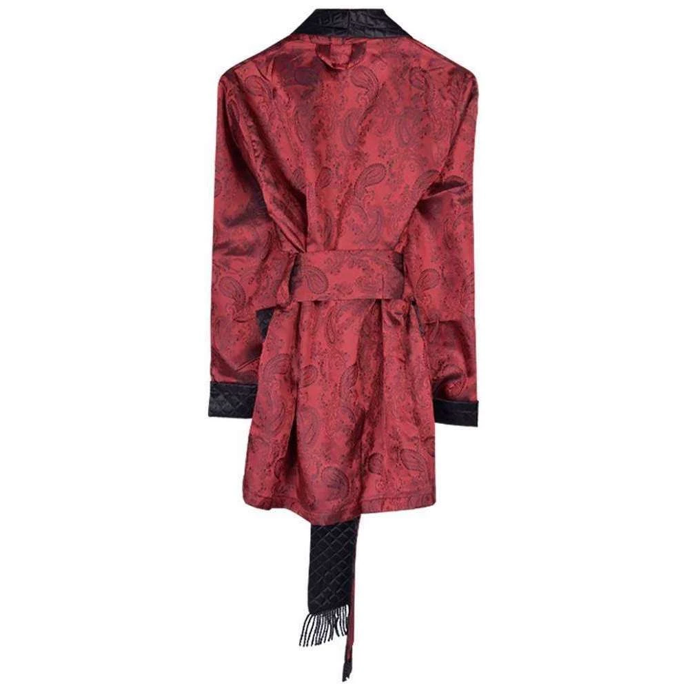 Bown Of London Clarke Short Smoking Jacket - Claret Burgundy 3 Bown Of London Clarke Short Smoking Jacket - Claret Burgundy - Image 2