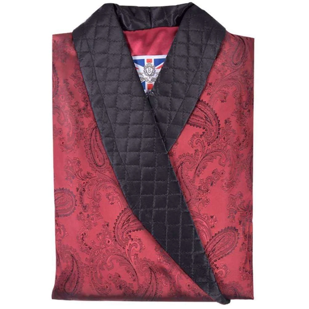 Bown Of London Clarke Short Smoking Jacket - Claret Burgundy 4 Bown Of London Clarke Short Smoking Jacket - Claret Burgundy - Image 3