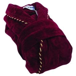 Bown Of London Earl Cotton Velour Dressing Gown - Burgundy