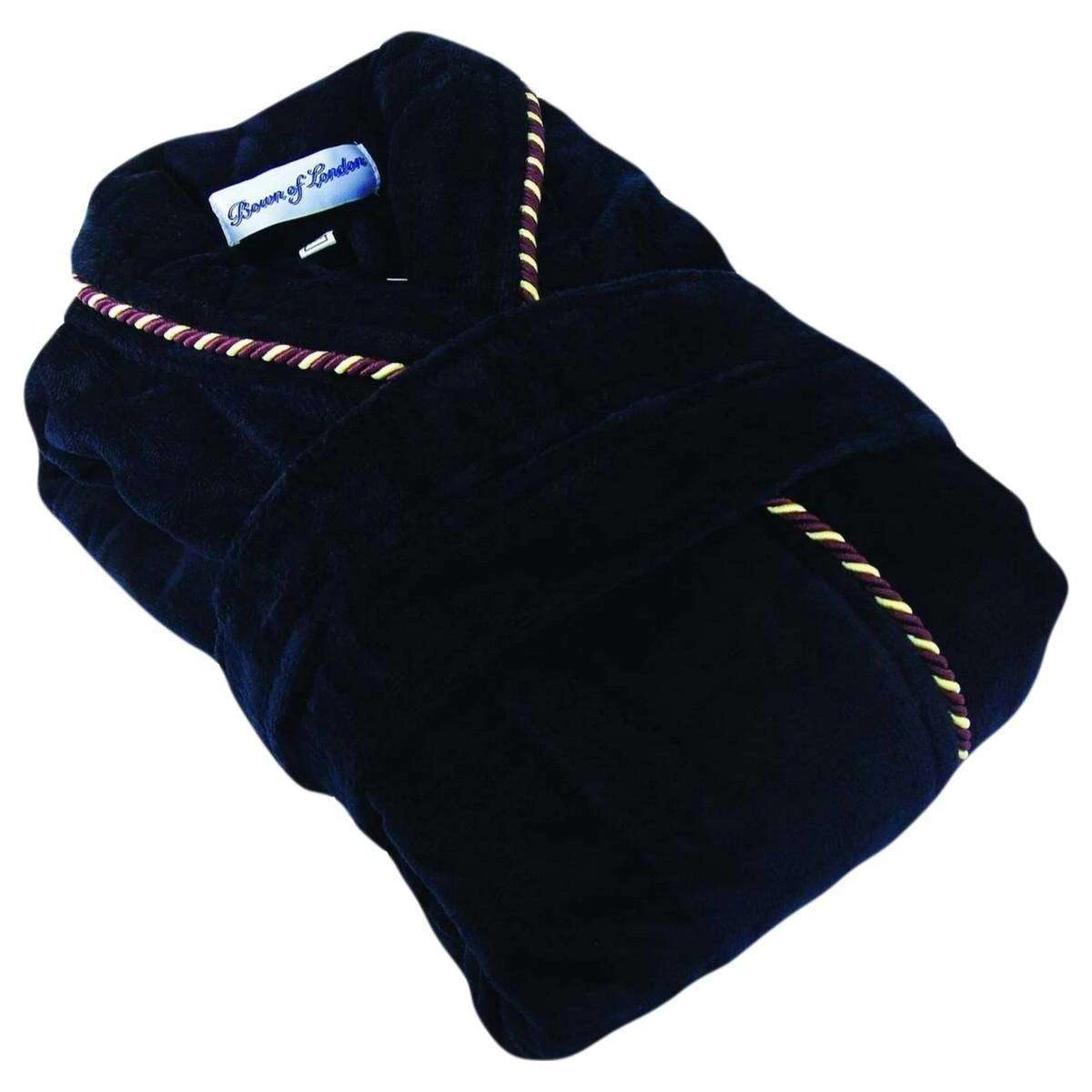 Bown Of London Earl Cotton Velour Dressing Gown - Navy 3 Bown Of London Earl Cotton Velour Dressing Gown - Navy