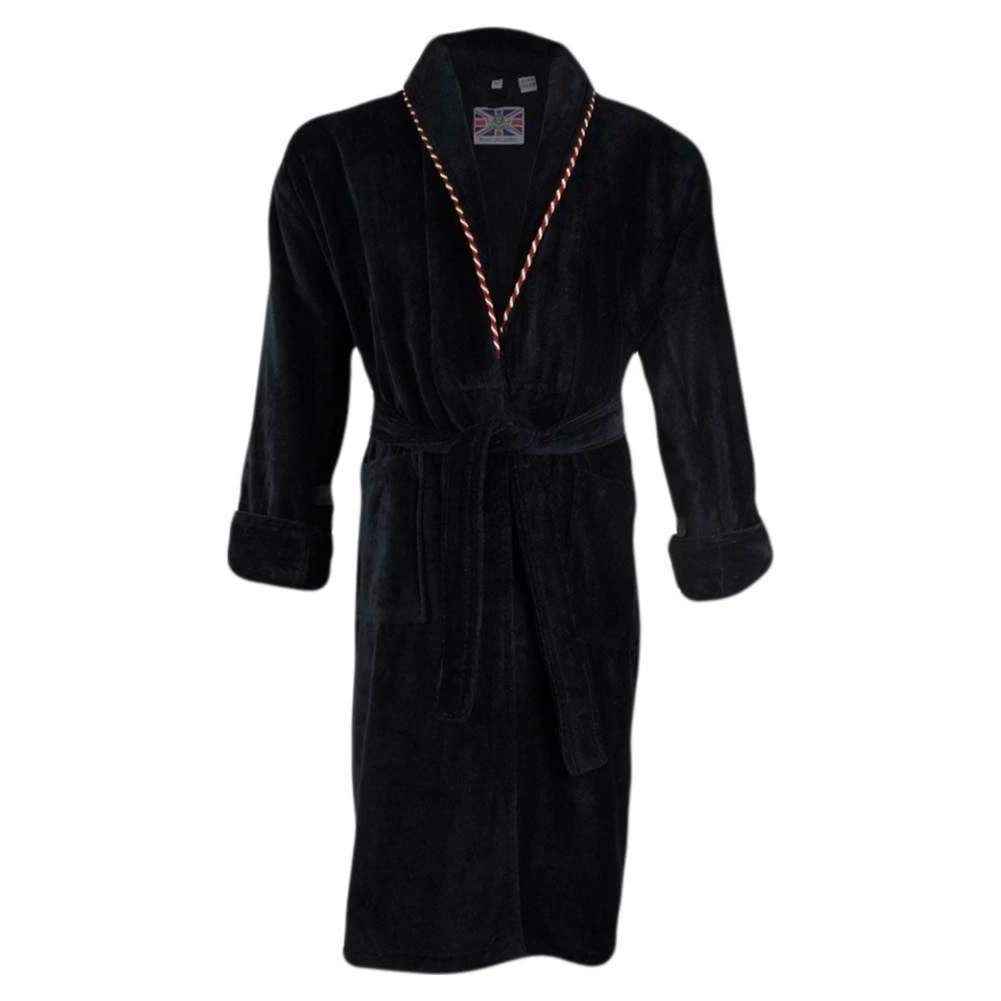Bown Of London Earl Cotton Velour Dressing Gown - Navy 4 Bown Of London Earl Cotton Velour Dressing Gown - Navy - Image 2