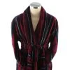 Bown Of London Marchand Egyptian Cotton Velour Dressing Gown - Wine/Navy/Gold -Bown Of London shop bown of london marchand egyptian cotton velour dressing gown winenavygold 31012531