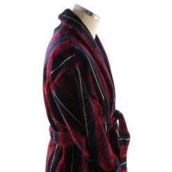 Bown Of London Marchand Egyptian Cotton Velour Dressing Gown - Wine/Navy/Gold -Bown Of London shop bown of london marchand egyptian cotton velour dressing gown winenavygold 31012533