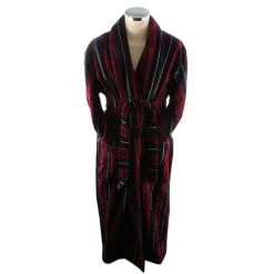 Bown Of London Marchand Egyptian Cotton Velour Dressing Gown - Wine/Navy/Gold -Bown Of London shop bown of london marchand egyptian cotton velour dressing gown winenavygold 31012534