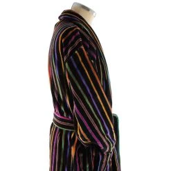 Bown Of London Mozart Bold Primary Striped Cotton Velour Dressing Gown - Black/Multi-colour -Bown Of London shop bown of london mozart bold primary striped cotton velour dressing gown blackmulti colour 31012548