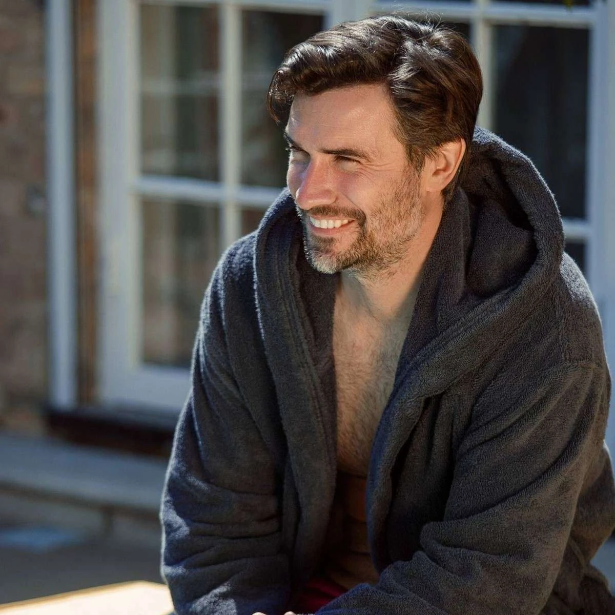 Bown Of London Terry NUA Cotton Towelling Dressing Gown - Dark Grey 6 Bown Of London Terry NUA Cotton Towelling Dressing Gown - Dark Grey - Image 4