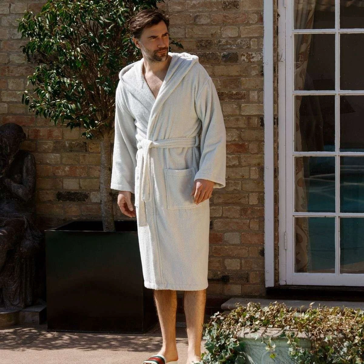 Bown Of London Terry NUA Cotton Towelling Dressing Gown - Light Grey 6 Bown Of London Terry NUA Cotton Towelling Dressing Gown - Light Grey - Image 4