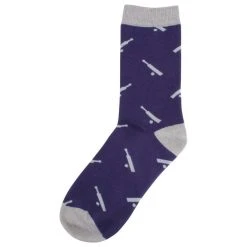 David Van Hagen Cricket Bat And Ball Socks - Navy/Grey