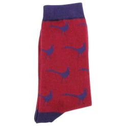 David Van Hagen Pheasant Socks - Red/Blue -Bown Of London shop david van hagen pheasant socks redblue 31016440