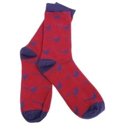 David Van Hagen Pheasant Socks - Red/Blue -Bown Of London shop david van hagen pheasant socks redblue 31016441