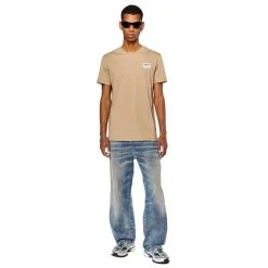Diesel Diegor SP Ribbed Crew Neck T-Shirt - Stone Beige -Bown Of London shop diesel diegor sp ribbed crew neck t shirt stone beige 32356976