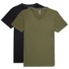 Diesel Umtee Michael D-Patch Tube V-Neck Two Pack T-Shirts - Black/Khaki -Bown Of London shop diesel umtee michael d patch tube v neck two pack t shirts blackkhaki 31019209