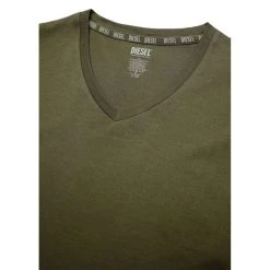 Diesel Umtee Michael D-Patch Tube V-Neck Two Pack T-Shirts - Black/Khaki -Bown Of London shop diesel umtee michael d patch tube v neck two pack t shirts blackkhaki 31019212