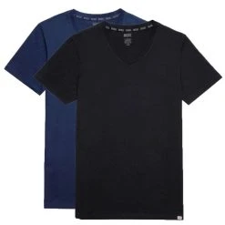 Diesel Umtee Michael D-Patch Tube V-Neck Two Pack T-Shirts - Black/Navy