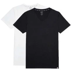 Diesel Umtee Michael D-Patch Tube V-Neck Two Pack T-Shirts - Black/White